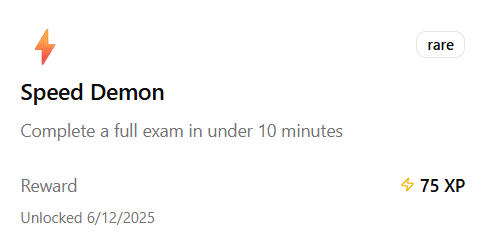 Achievement badge for completing an exam milestone