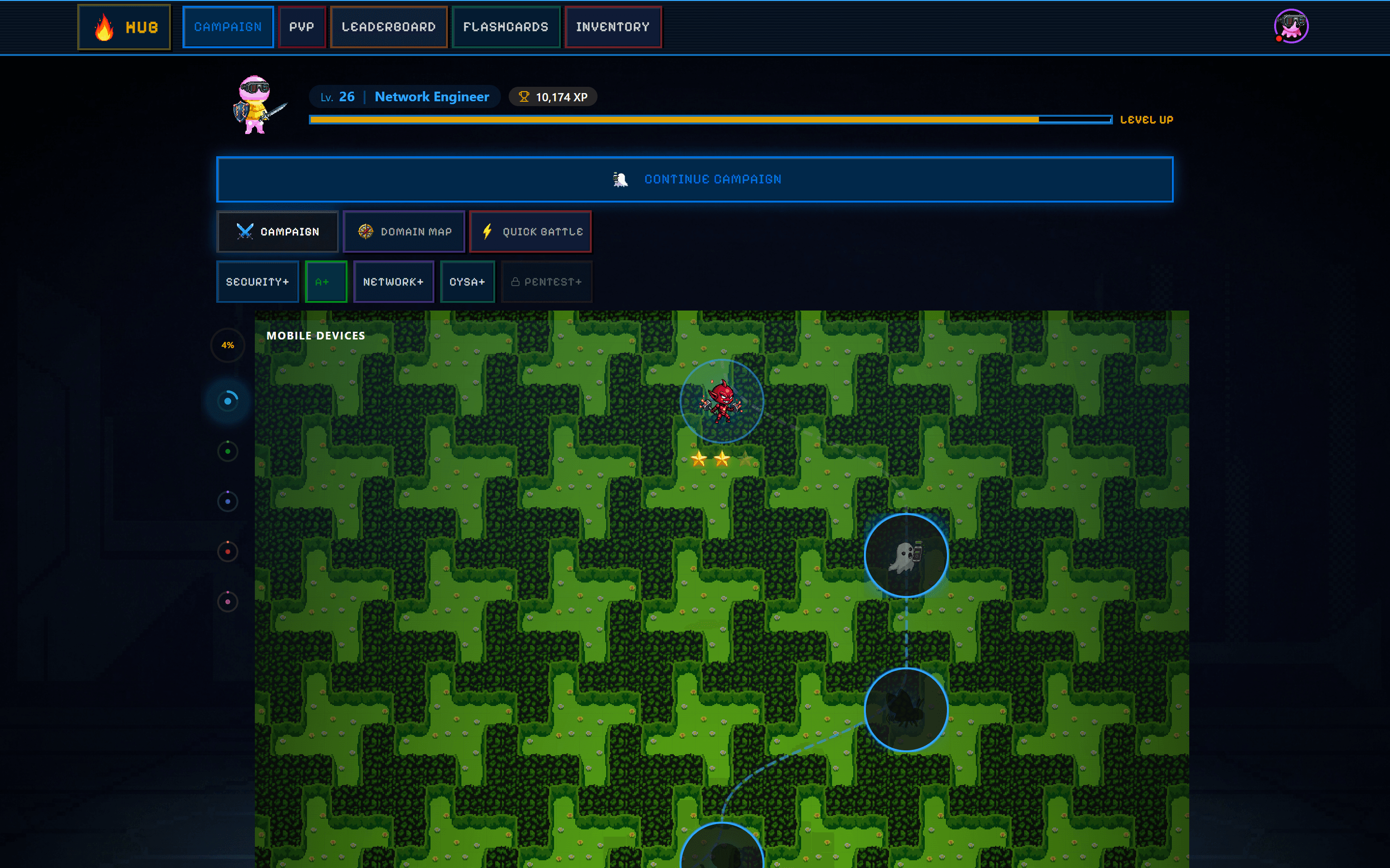 A+ certification campaign map with green terrain biome on SecuSpark